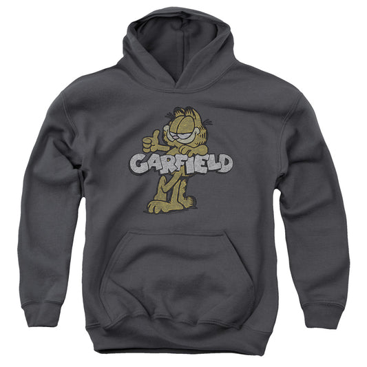 Garfield Retro Garf Kids Youth Hoodie Charcoal