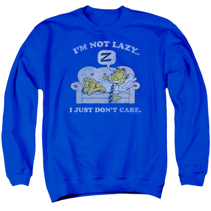 Garfield Not Lazy Mens Crewneck Sweatshirt Royal Blue