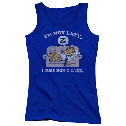 Garfield Not Lazy Womens Tank Top Shirt Royal Blue