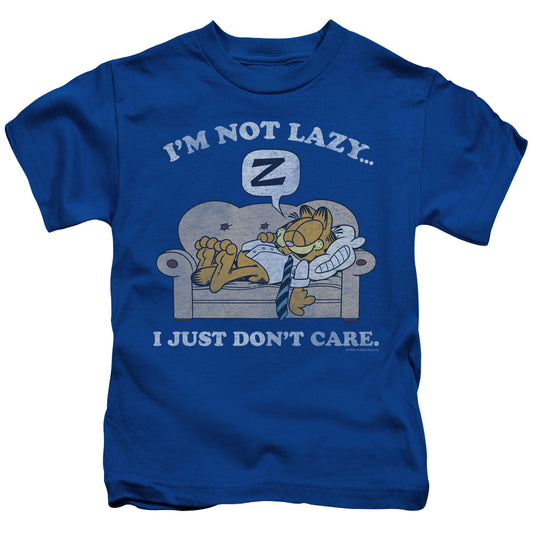Garfield Not Lazy Juvenile Kids Youth T Shirt Royal Blue