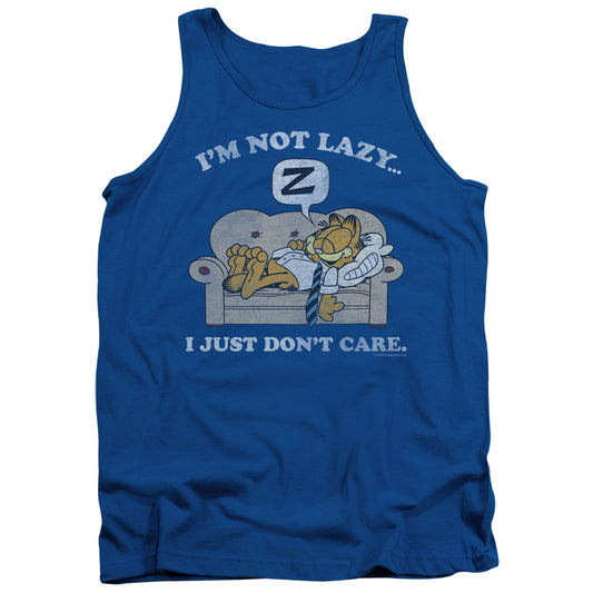 Garfield Not Lazy Mens Tank Top Shirt Royal Blue