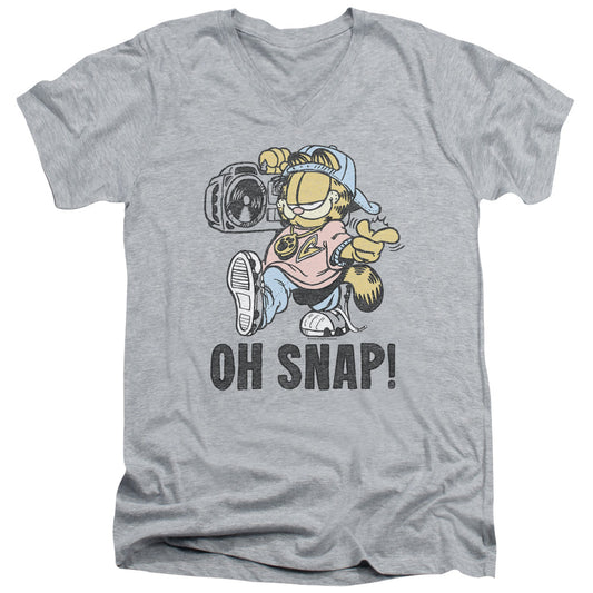 Garfield Oh Snap Mens Slim Fit V-Neck T Shirt Athletic Heather