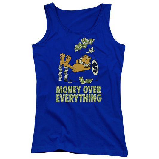 Garfield Money is Everything Womens Tank Top Shirt Royal Blue