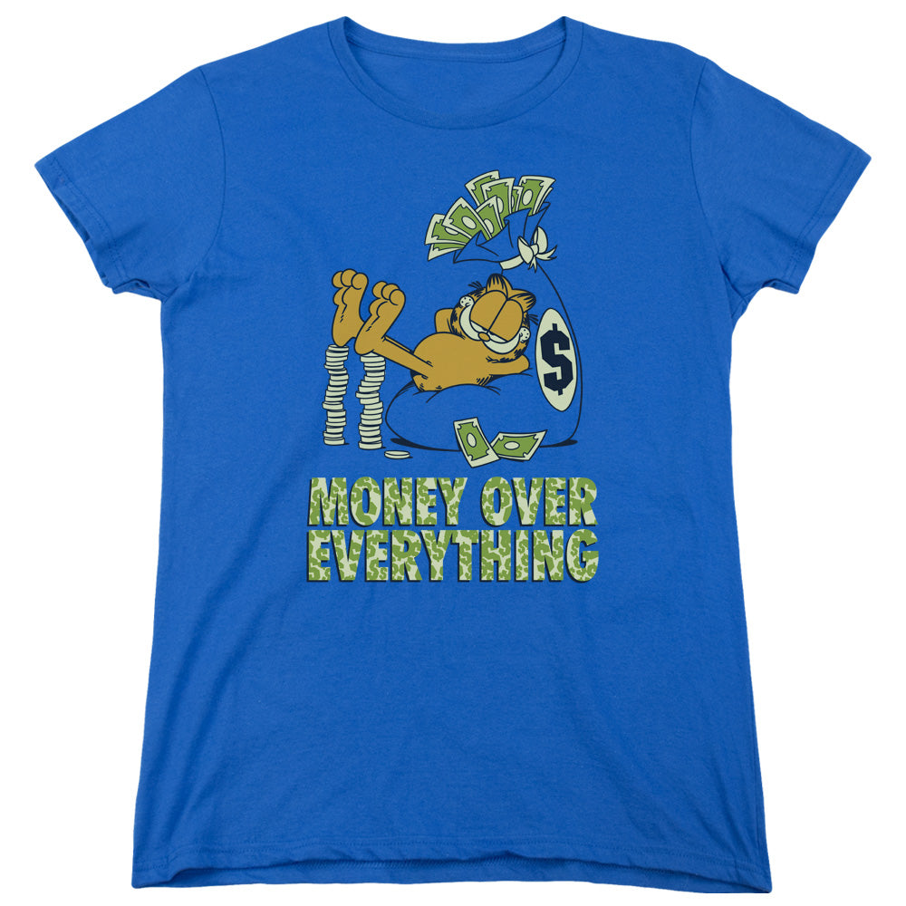 Garfield Money is Everything Womens T Shirt Royal Blue