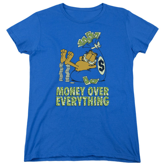 Garfield Money is Everything Womens T Shirt Royal Blue