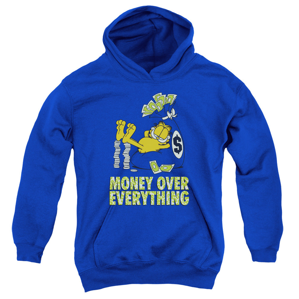 Garfield Money is Everyfthhing Kids Youth Hoodie Royal