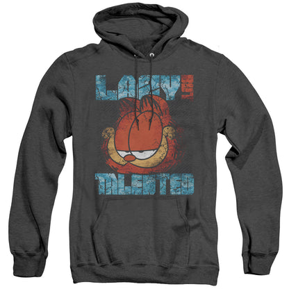 Garfield Lazy But Talented Distressed Mens Heather Hoodie Black Officially Licensed