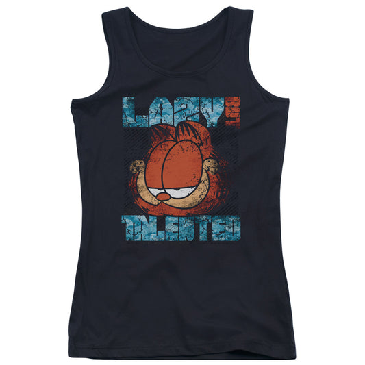 Garfield Lazy but Talented Distressed Womens Tank Top Shirt Black