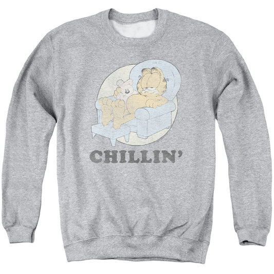 Garfield Chillin Mens Crewneck Sweatshirt Athletic Heather