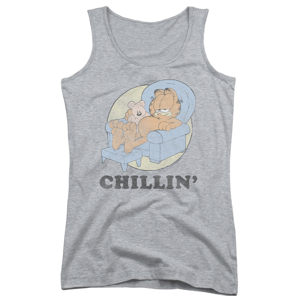 Garfield Chillin Womens Tank Top Shirt Athletic Heather