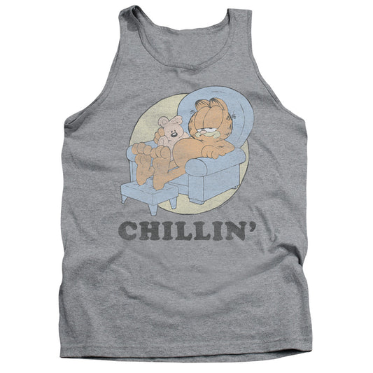 Garfield Chillin Mens Tank Top Shirt Athletic Heather