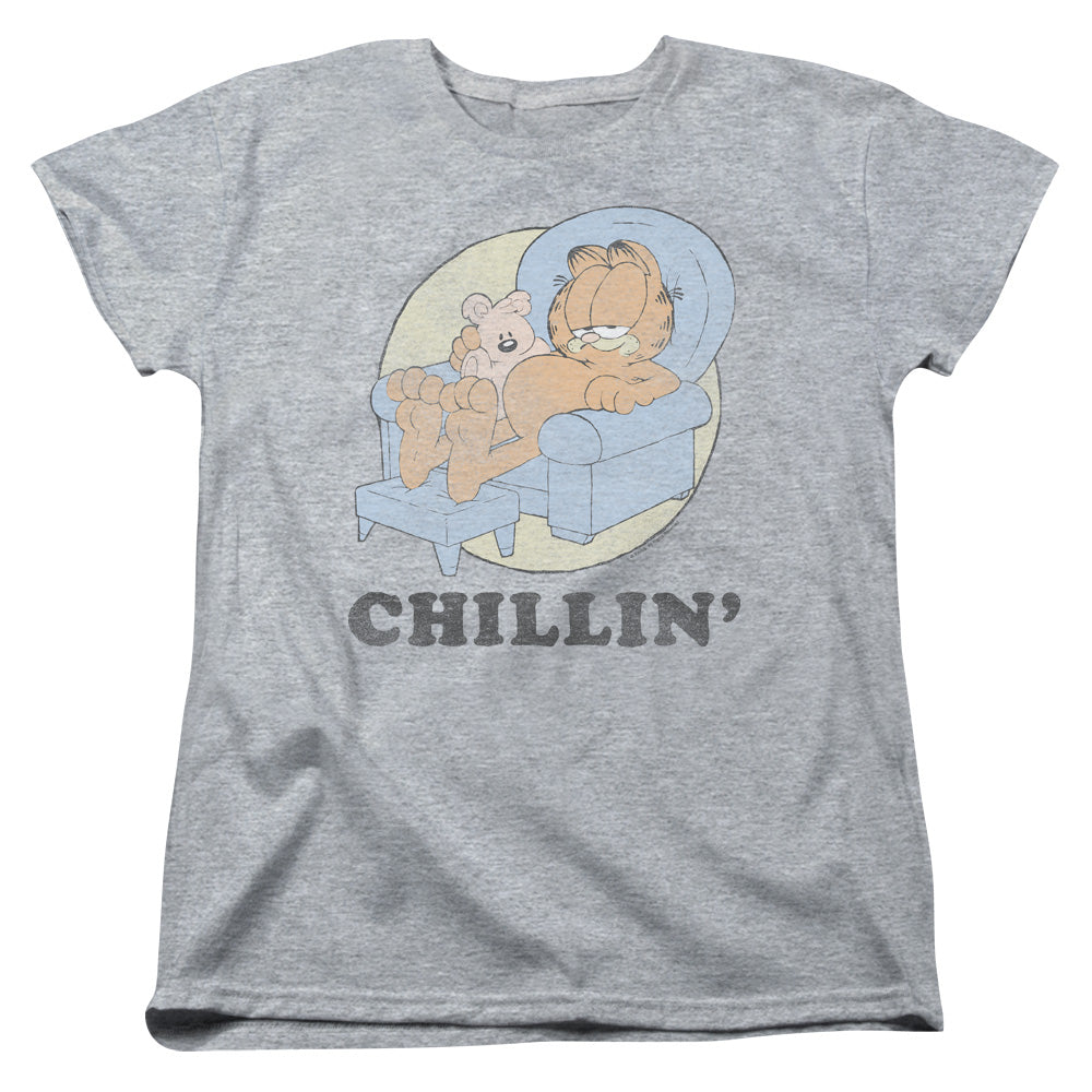 Garfield Chillin Womens T Shirt Athletic Heather