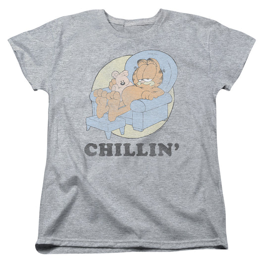 Garfield Chillin Womens T Shirt Athletic Heather