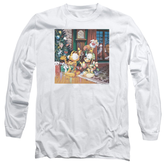 Garfield Odie Tree Mens Long Sleeve Shirt White Officially Licensed