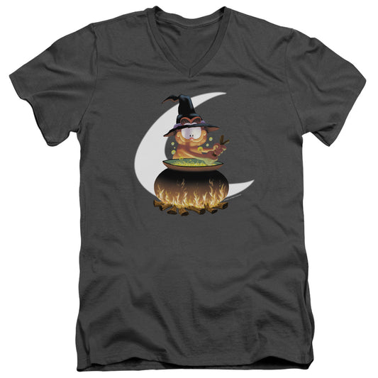 Garfield Stir the Pot Mens Slim Fit V-Neck T Shirt Charcoal