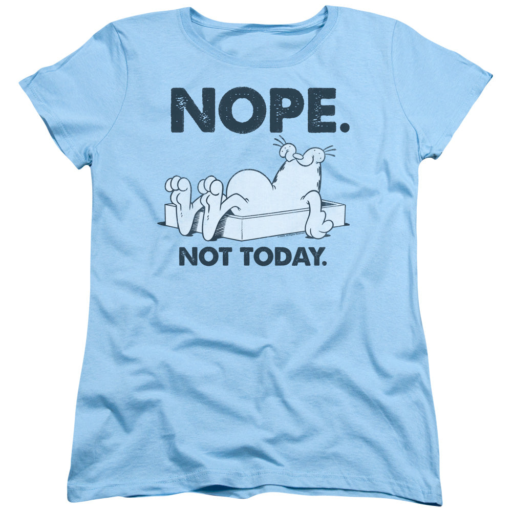 Garfield Nope Womens T Shirt Light Blue