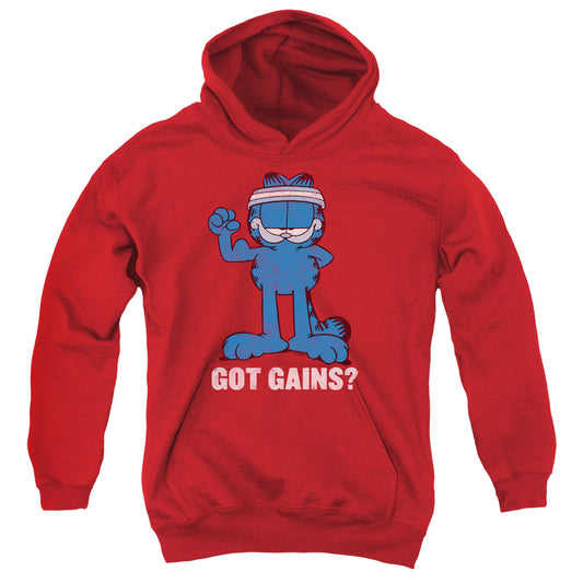 Garfield Got Gains Kids Youth Hoodie Red