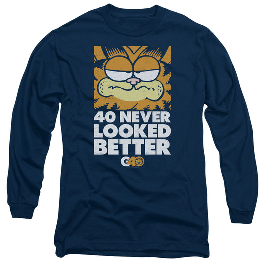 Garfield 40 Looks Mens Long Sleeve Shirt Navy Officially Licensed