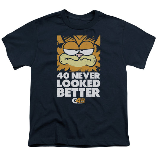 Garfield 40 Looks Kids Youth T Shirt Navy