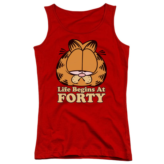 Garfield Life Begins at Forty Womens Tank Top Shirt Red