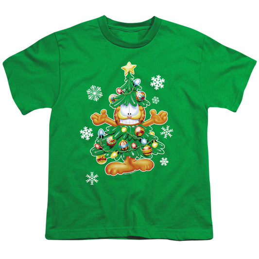 Garfield Tree Kids Youth T Shirt Kelly Green
