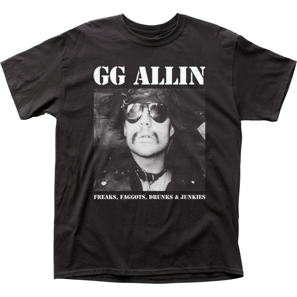 GG Allin Freaks Faggots Drunks Junkies Mens T Shirt Black