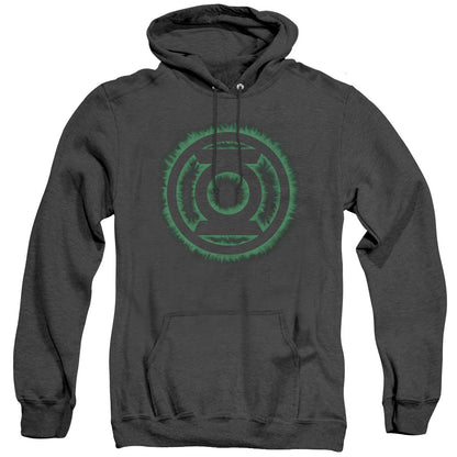 Green Lantern Green Flame Logo Mens Heather Hoodie Black Officially Licensed