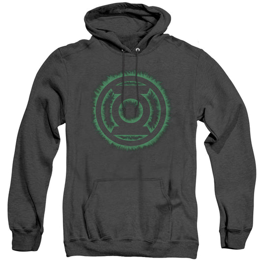 Green Lantern Green Flame Logo Mens Heather Hoodie Black Officially Licensed