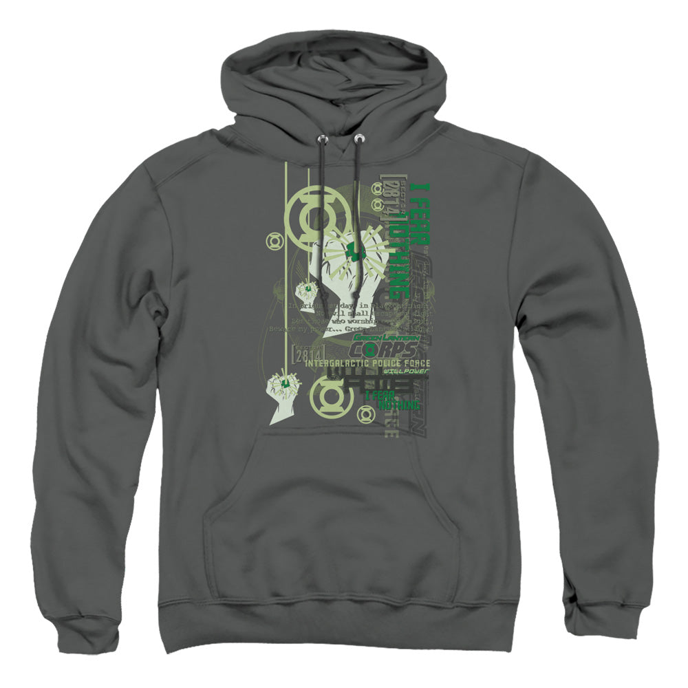 Green Lantern Core Strength Mens Hoodie Charcoal Officially Licensed