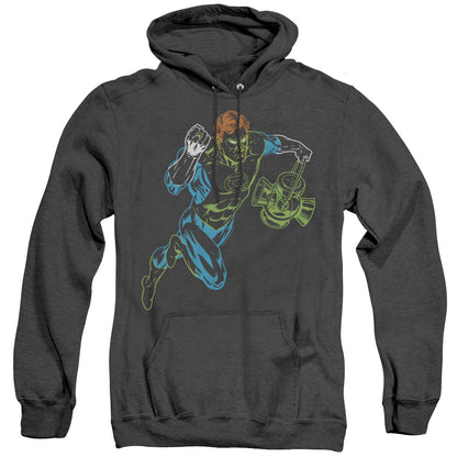 Gl Neon Lantern Mens Heather Hoodie Black Officially Licensed