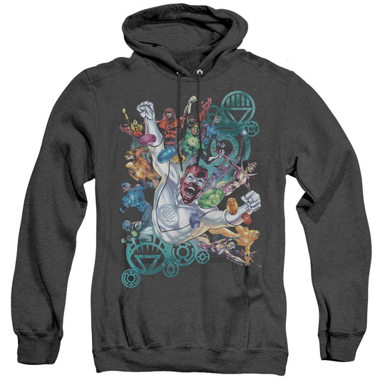 Green Lantern Lanterns Unite Mens Heather Hoodie Black Officially Licensed