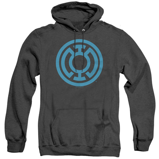 Green Lantern Lt Blue Emblem Mens Heather Hoodie Black Officially Licensed