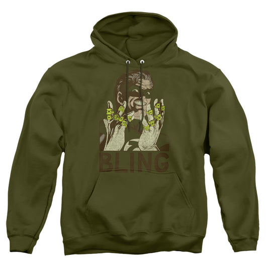 Green Lantern Bling Bling Mens Hoodie Military Green Officially Licensed