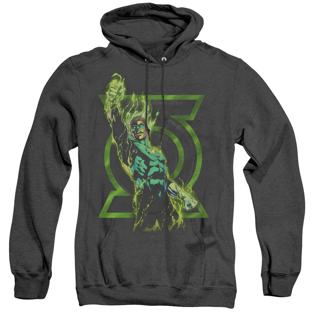 Green Lantern Fully Charged Mens Heather Hoodie Black Officially Licensed