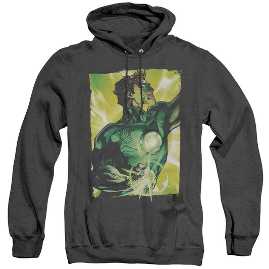 Green Lantern Up Up Mens Heather Hoodie Black Officially Licensed