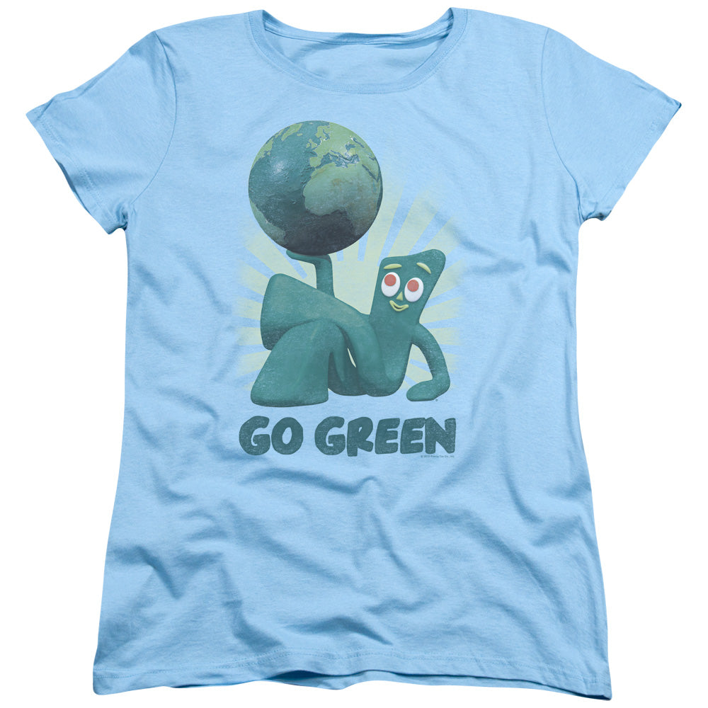 Gumby Go Green Womens T Shirt Light Blue