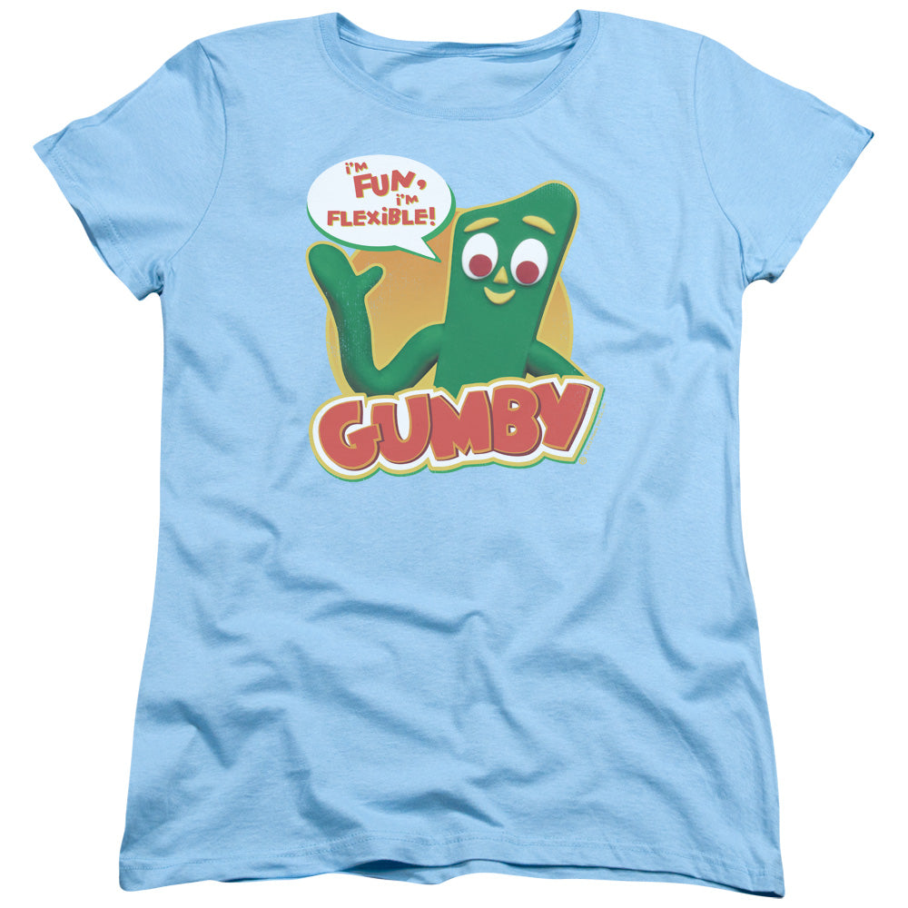 Gumby Fun & Flexible Womens T Shirt Light Blue