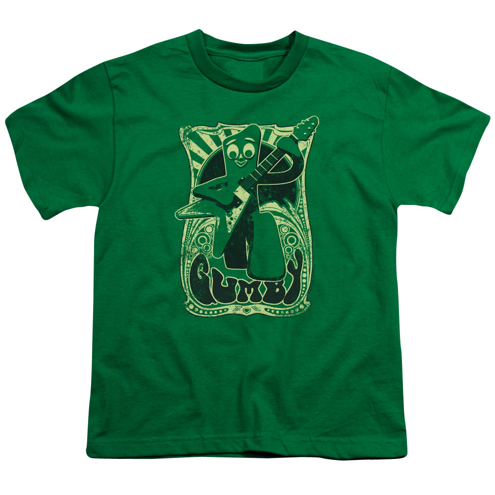 Gumby Vintage Rock Poster Kids Youth T Shirt Kelly Green