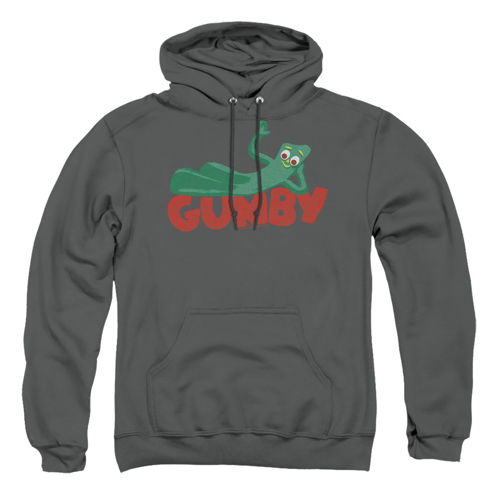 Gumby On Logo Mens Hoodie Charcoal