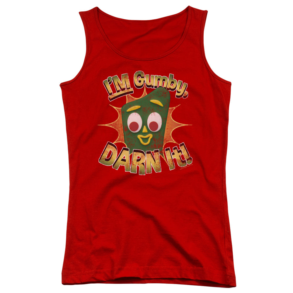 Gumby Darn It Womens Tank Top Shirt Red