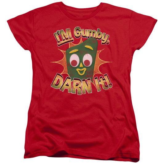 Gumby Darn It Womens T Shirt Red