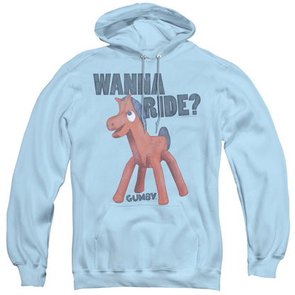 Gumby Wanna Ride Mens Hoodie Light Blue