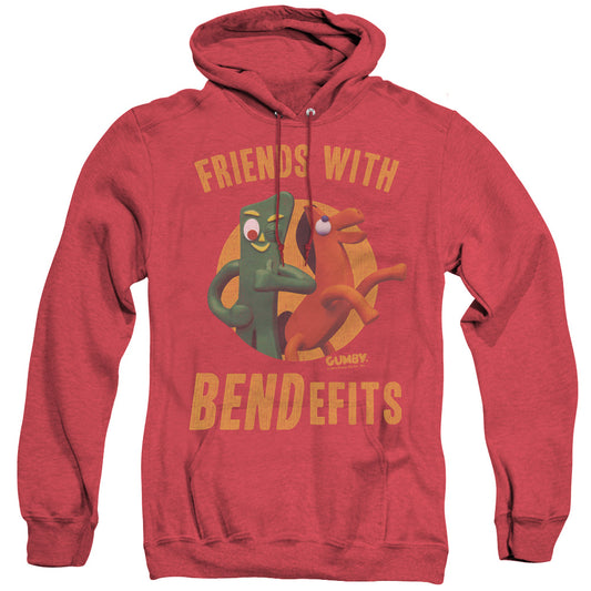 Gumby Bendefits Mens Heather Hoodie Red Officially Licensed