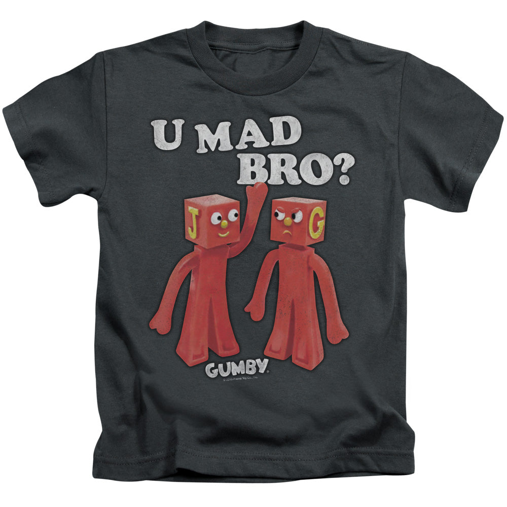 Gumby U Mad Bro Juvenile Kids Youth T Shirt Charcoal