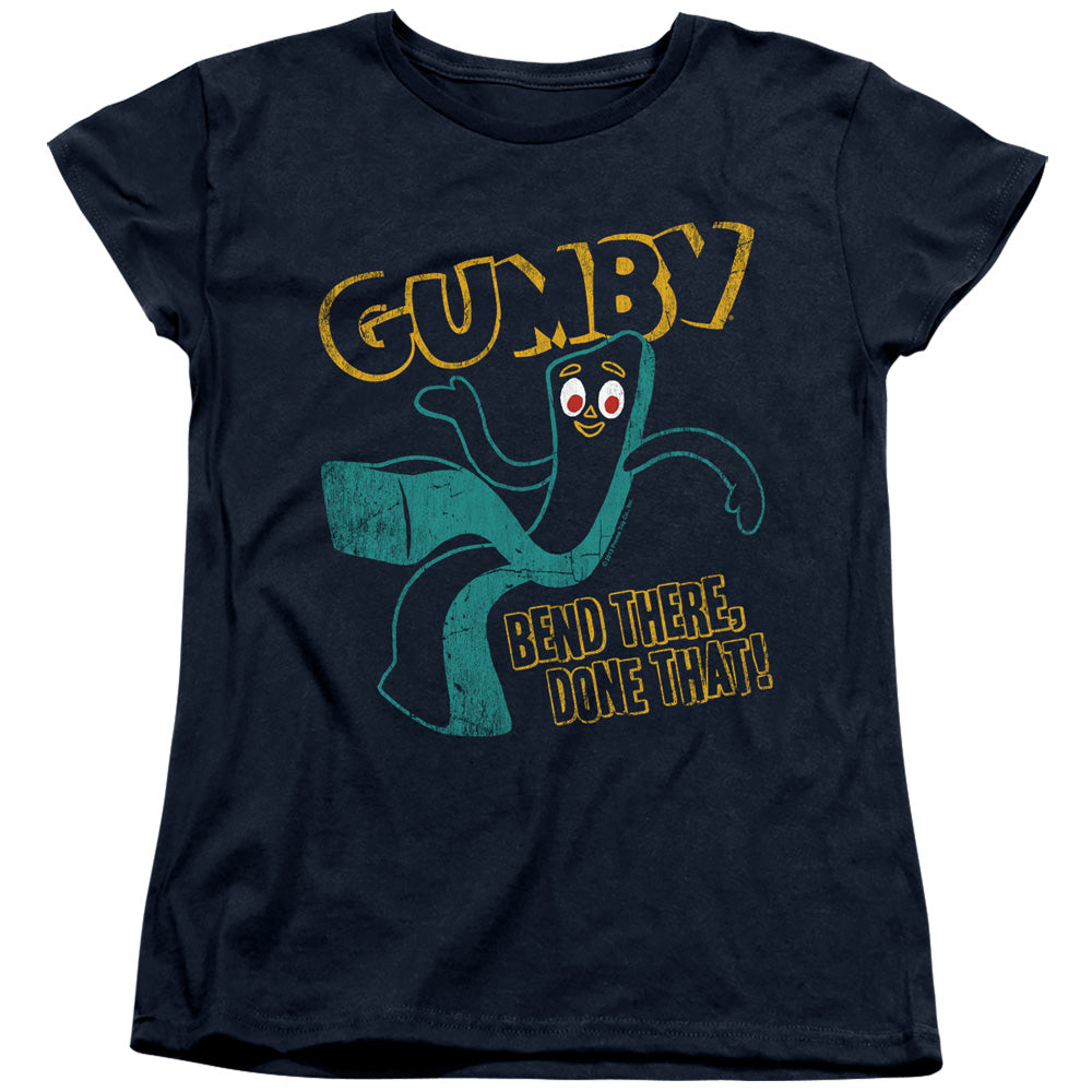 Gumby Bend There Womens T Shirt Navy