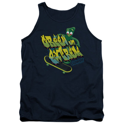 Gumby Green And Extreme Mens Tank Top Shirt Navy