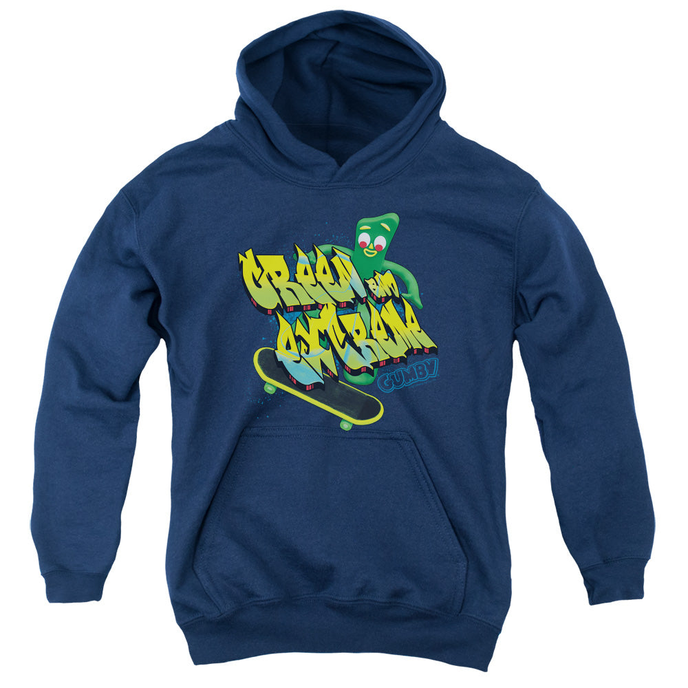 Gumby Green and Extreme Kids Youth Hoodie Navy