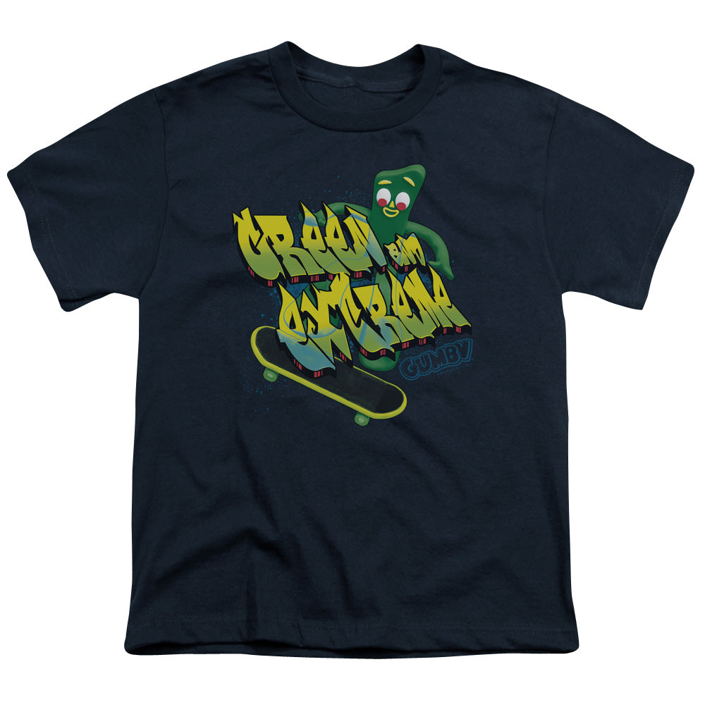 Gumby Green and Extreme Kids Youth T Shirt Navy