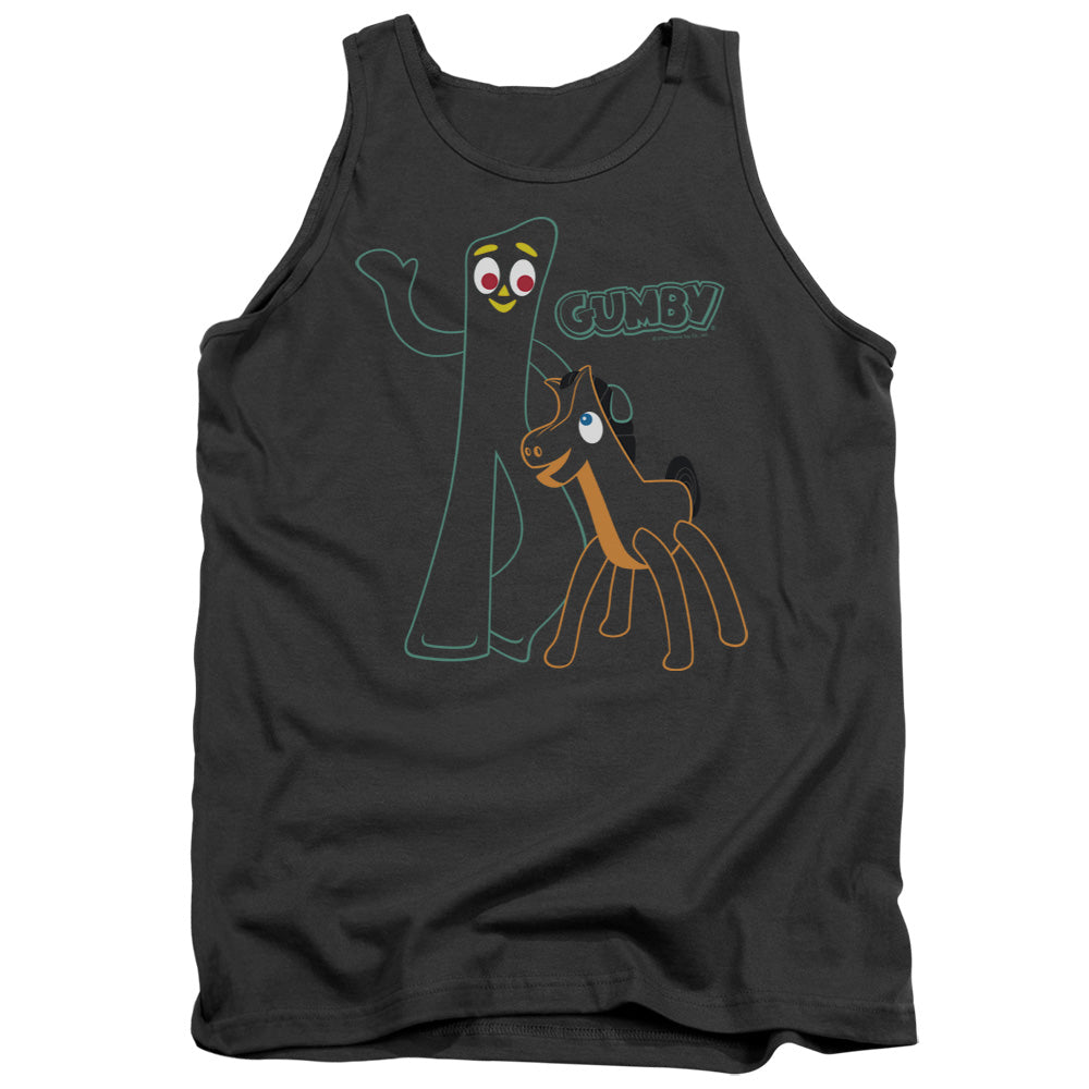 Gumby Outlines Mens Tank Top Shirt Charcoal