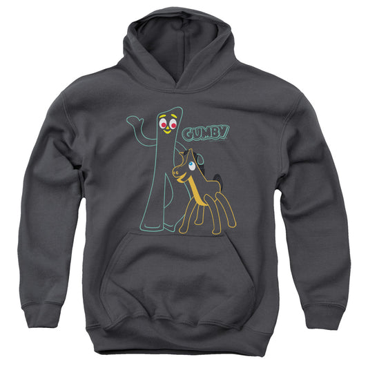 Gumby Outlines Kids Youth Hoodie Charcoal
